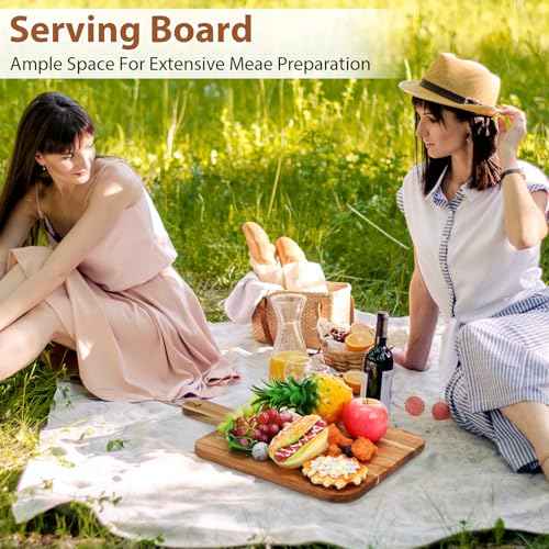 16 Pcs Acacia Wood Cutting Board with Handles Bulk (16 Count)