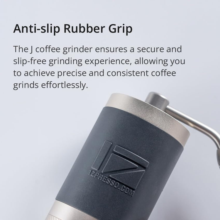 J Manual Coffee Grinder Silver with Assembly Stainless Steel Conical Burr