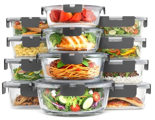 24 Pc Borosilicate Glass Meal Prep Containers with Lid