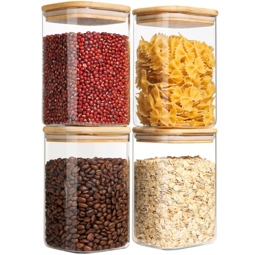 Square Glass Containers with Lids 1.2 Qt (1.2 qt x 4)