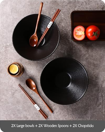 Ceramic Japanese Ramen Bowls (Matting Black)
