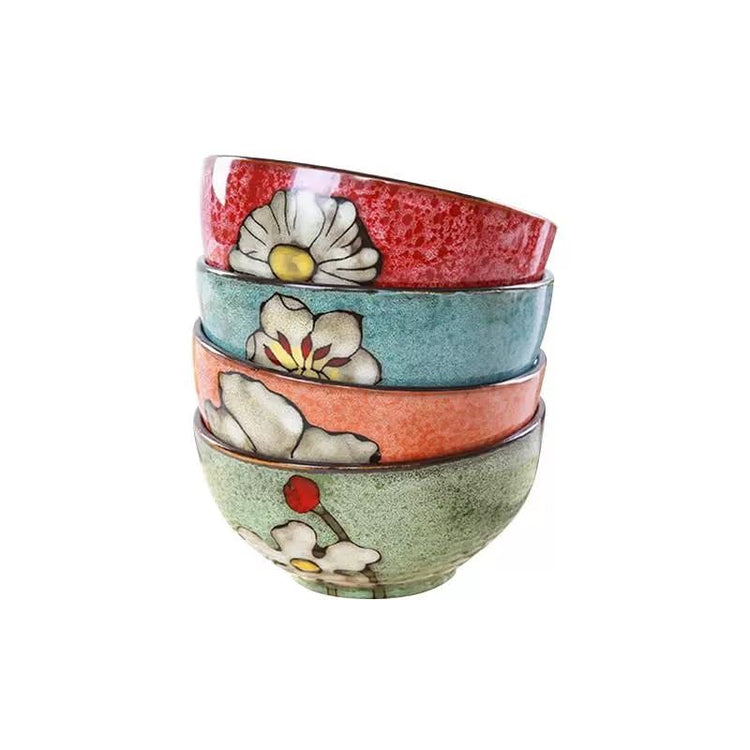 Ceramic Bowls For Kitchen (Blue+Red+Green+Pink)
