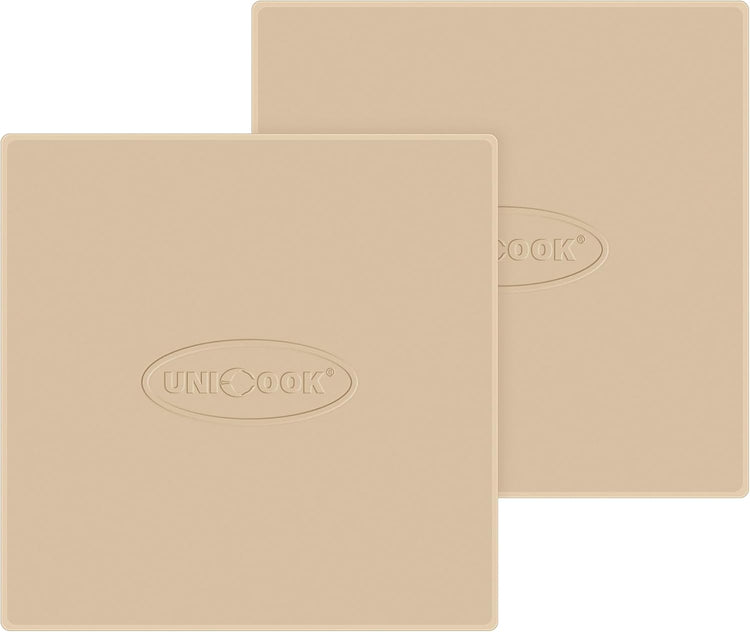 Unicook 2 PCS Pizza Stones Set, 12 Inch Square Pizza Stone for Oven and Grill, Cordierite Baking Pan for Crispy Crusts, Thermal Shock Resistant, Including Dough Scraper