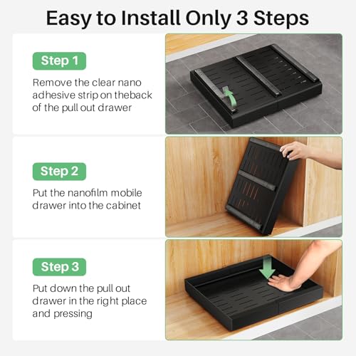 2 Pack Pull out Cabinet Organizer (Black / 21"D×12"-20"W(2 Pack))