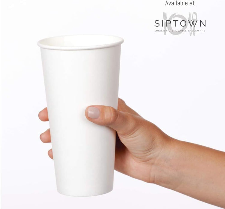 Made-In-USA 16 Ounce Disposable Hot Paper Cups, 1000 Count | Coffee Cups, Leak-Free Food Safe for Hot Drinks, White (16 oz)