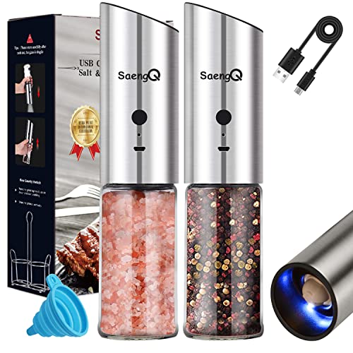 Electric Salt and Pepper Grinder Set (silvery white)