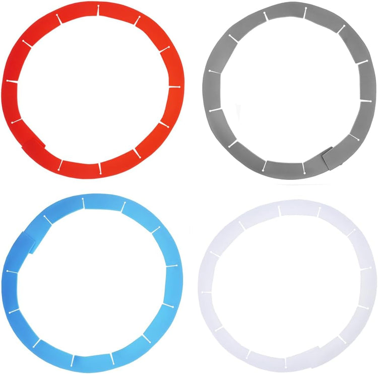 Adjustable Pie Crust Shields, Silicone Baking Protectors, Cover Ring Tools Fits 8-11.4 Inch Pies, Baking Pie Pizza Crust Shield Protector Cover for Edges (Red+Blue+Transparent+Grey)