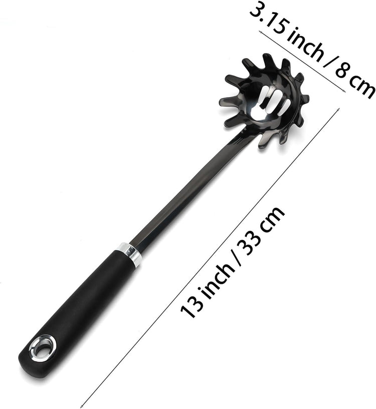 Stainless Steel Spaghetti Spoon - 12.6 Inch Pasta Spoon with Comfortable Grip Design -Metal Pasta Fork Pasta Server - Kitchen Gadgets Pasta Ladle Kitchen Tools