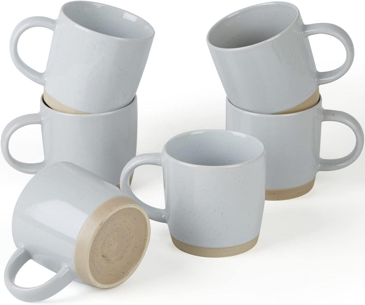 famiware Coffee Mugs for 6, 12 oz Mug Set, Dringking Cup with Handle for Coffee, Tea, Cocoa, Milk, Milkyway serise, Ligth Gray