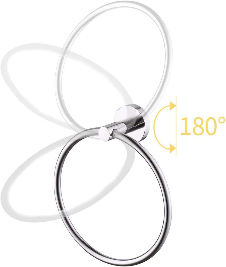 KES Bathroom Hand Towel Holder SUS 304 Stainless Steel Towel Ring Round Bath Towel Holder Wall Mount Polished Finish, A2180