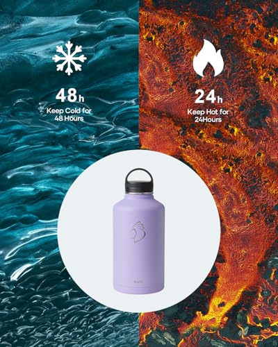 Half Gallon Water Jug Insulated Stainless Steel (64 Ounces / Purple)