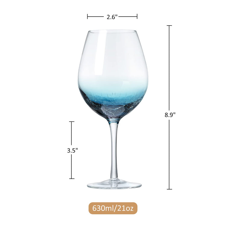 Handmade Blue Crackle Wine Glasses