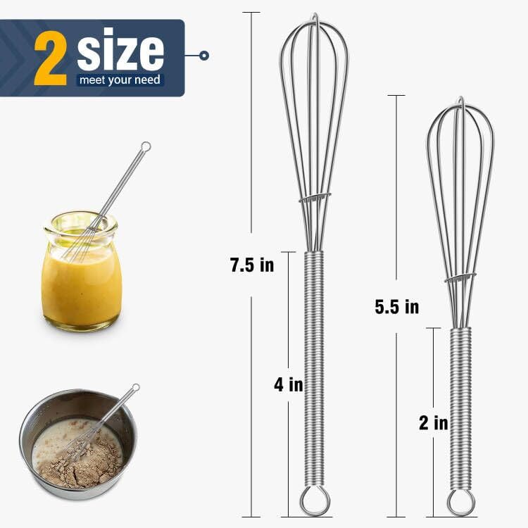 Mini whisks Small Whisk 304 Stainless steel for Whisking 5" (2 Count)