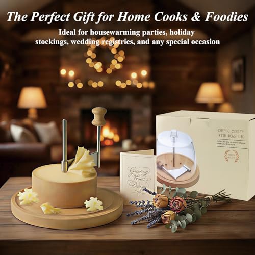 ZZXLLLO Girolle Cheese Curler Shaver Wheel with Lid for Tête de Moine (Wood)