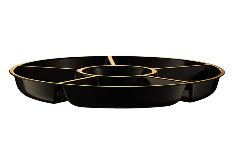 6 Sectional Round Plastic Serving Tray (8 Count)