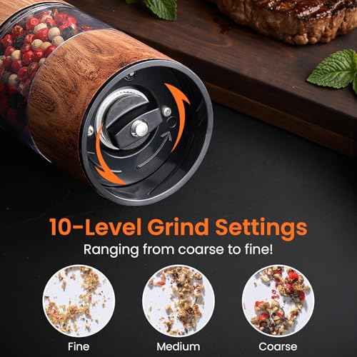 Electric Salt and Pepper Grinder Set Rechargeable (Wood Grain)