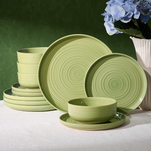 Ceramic Dinnerware Sets for 4 (Olive Green)