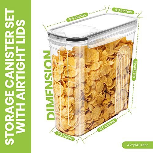 Cereal Containers Storage Set with Lids (Clear / 4 Liter (Pack of 4))
