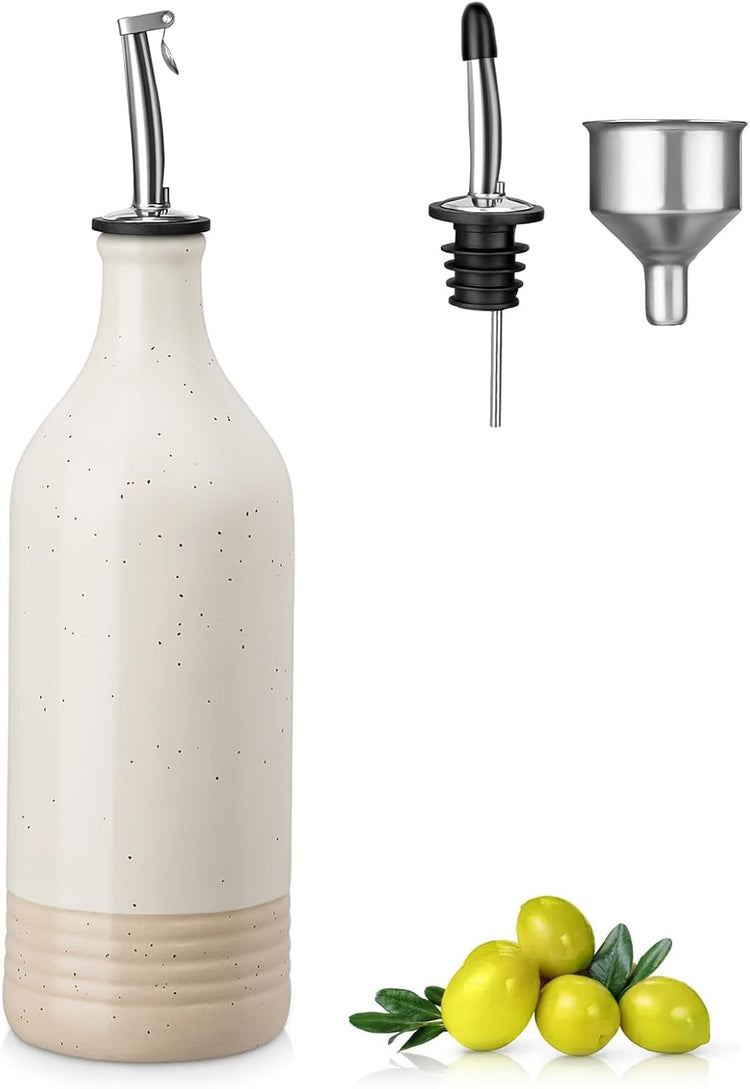 vancasso 20 Oz Ceramic Olive Oil Dispenser Bottle, Bottle Dispenser with Spout and Funnel for Kitchen,Suitable for Oil, Vinegar, Coffee Syrups & Other Liquids,Cream