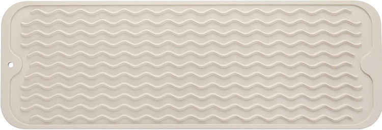 Silicone Dish Drying Mat for Multiple Usage,Easy clean,Eco-friendly,Heat-resistant Silicone Mat for Kitchen Counter,Sink,Bar,Bottle,or Cup Tapioca M 17 inches x 6 inches