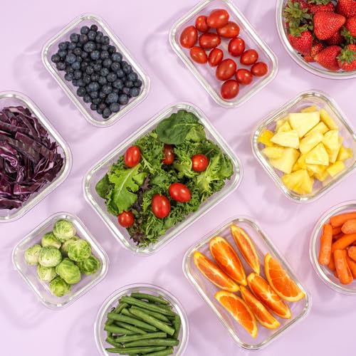 24pc Borosilicate Glass Storage Containers with Lids (Color Grey)