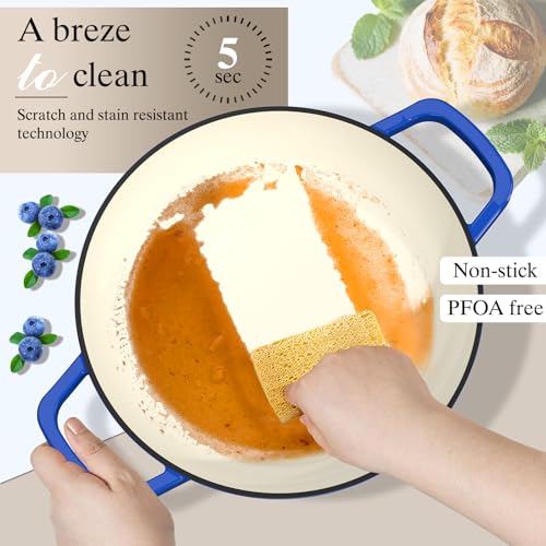 Enamelled Cast Iron Dutch Oven Pot (Blue)