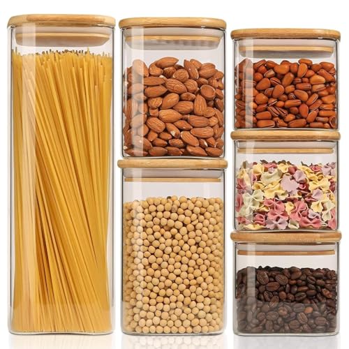 Glass Storage Containers Set of 6 (0.6qtx3 + 0.8qtx1 + 1.2qtx1 + 2.2qtx1)