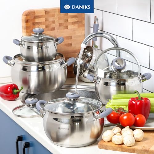 Modern 4 Quart Stainless Steel Stock Pot with Glass Lid