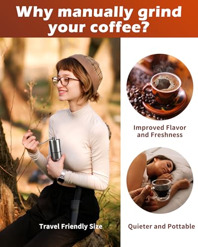 Manual Coffee Grinder With Ceramics Burr For Espresso (Sliver)