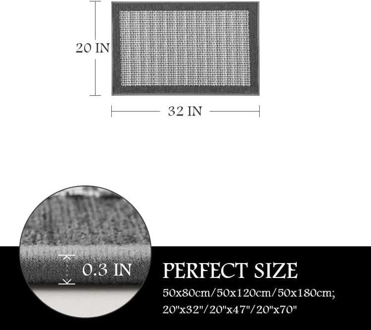 Kitchen Rugs and Mats Non Skid Washable - Non Slip Absorbent Kitchen Runner Rugs for Floor, Machine Washable Standing Mats for in Front of Sink,Entryway,Entrance,Door(20"x32",Grey)