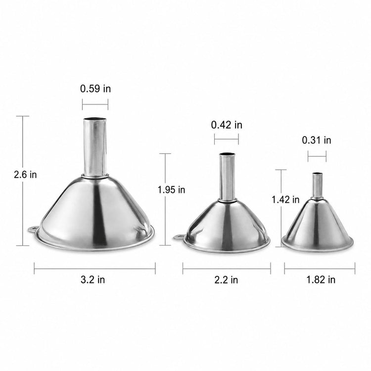 Small Funnels for Filling Bottles Stainless Steel Kitchen Funnels (3 Count)