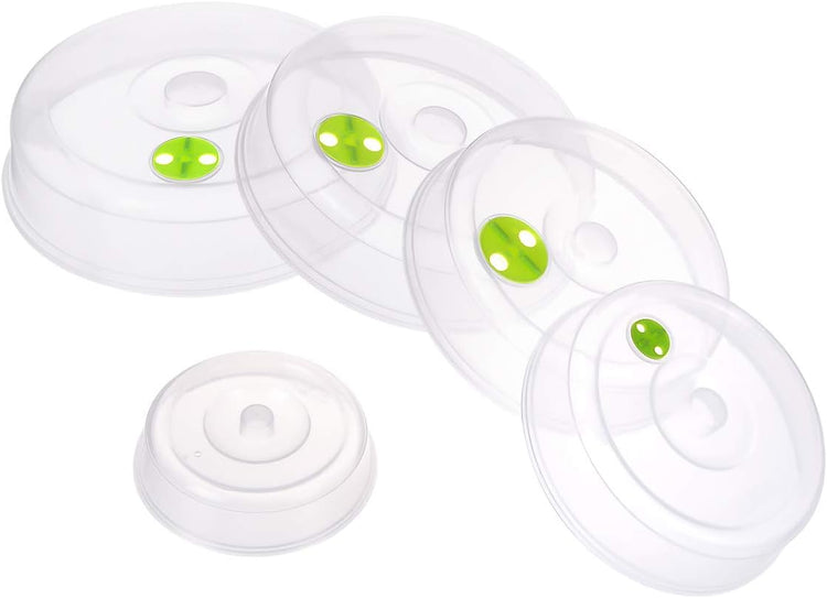 Set of 5 Microwave Plate Covers with Adjustable Steam Vents; Microwave Splatter Covers - Mixed Sizes for Large & Small Food Plates Bowls