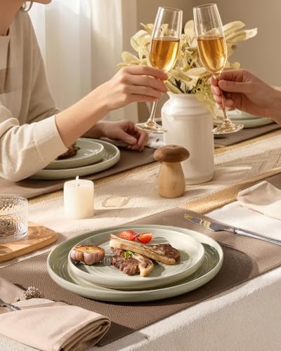Stoneware Dinnerware Sets with Pasta Bowls (White Honey)