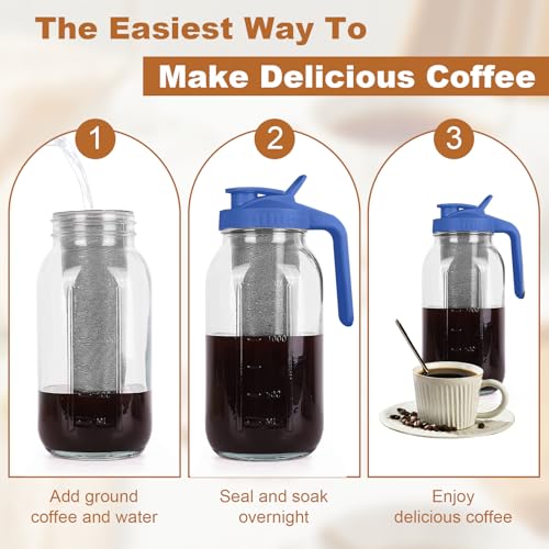 Cold Brew Coffee Maker (Blue / 64 Ounces)