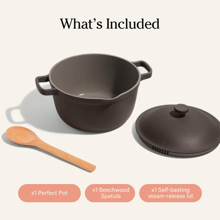 Our Place Perfect Pot - Mini 2.5 Qt Nonstick Ceramic Sauce Pan with Lid | Versatile Cookware for Stovetop and Oven | Steam, Bake, Braise, Roast | PTFE and PFOA-Free | Toxin-Free, Easy to Clean | Char - Nestoria