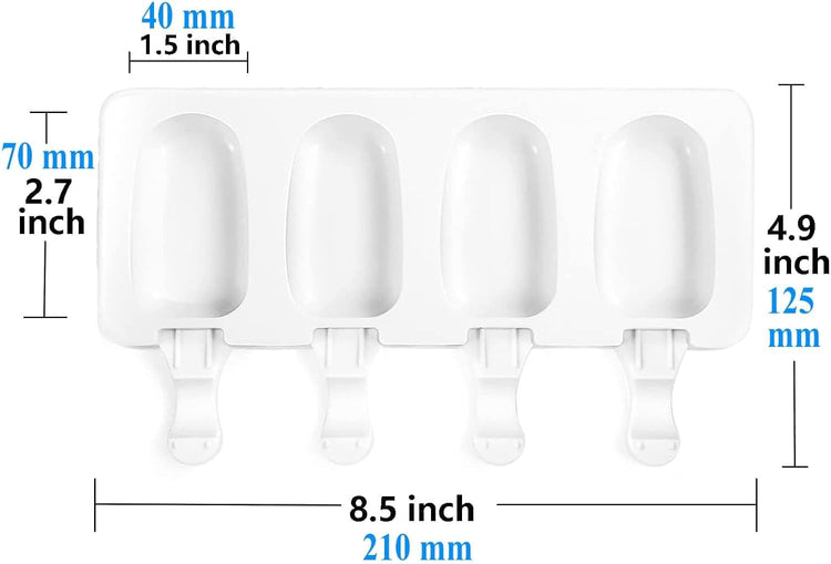 2 Small Mini Popsicles Molds, Cakesicle Molds Silicone Cake Pop Mold 4 Cavities With 100 Wooden Sticks & 100 Parcel Bags DIY Ice Cream Mold