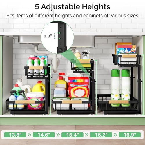 Under Sink Organizer (Black / 2 Pack)