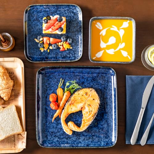 Stern Square Stoneware Dinnerware Set for 4 (Blue / Service for 4 (12 Pcs))