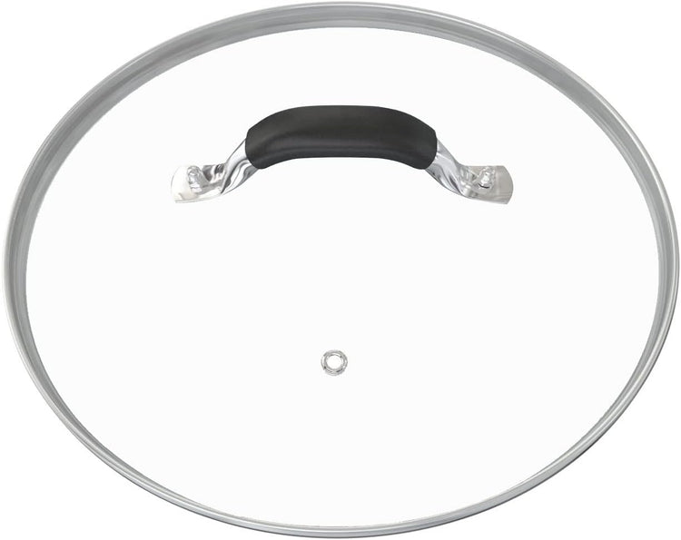 12 Inch Tempered Glass Pot Lid Compatible with 12” Lodge Cast Iron Skillets and 7 Quart Dutch Ovens - Designed with Steam Vent Hole and Heat Resistant Handle