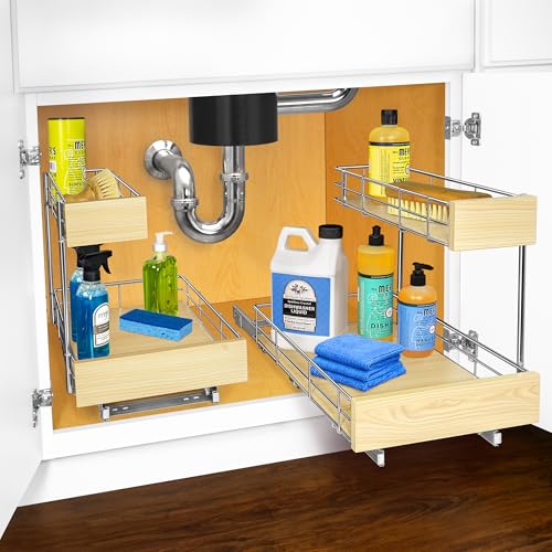 SELECT™ Pull Out Under Sink Kitchen Cabinet Organizer (11.5"W x 21"D Wood)