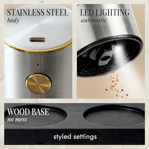 Electric Salt and Pepper Grinder Set Rechargeable (Silver)