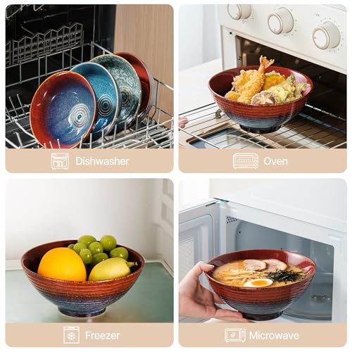 8 Inch Ceramic Ramen Bowl Set of 2 (Aurora Galaxy)
