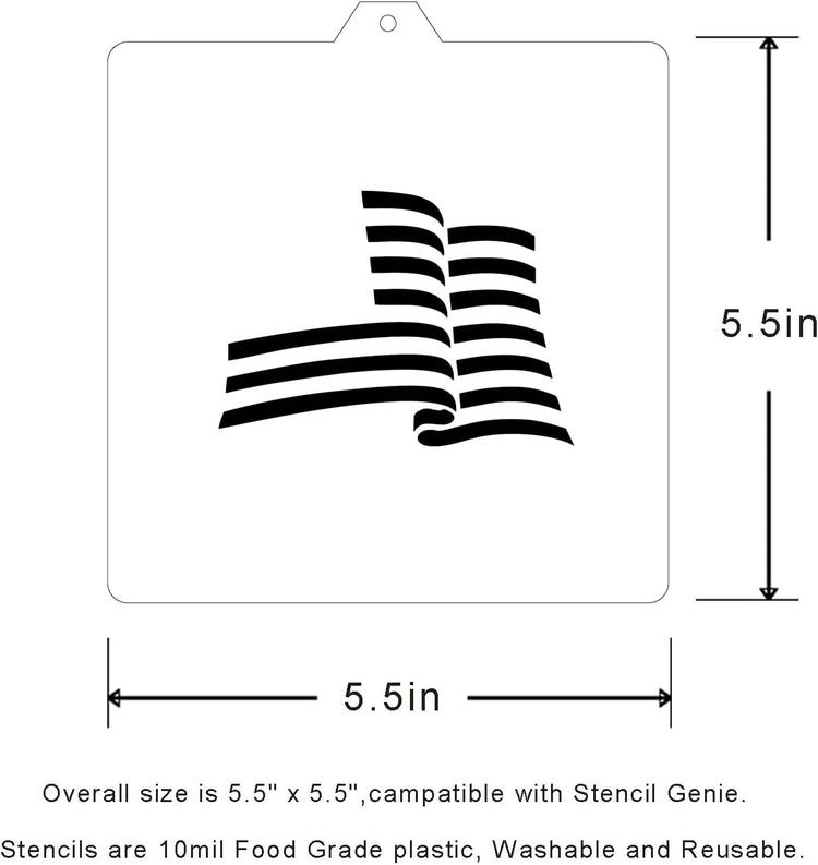 USA Flag Cookie cutter and stencil set Baking stencils and cutters bundle July 4th Independ Independence Day Cookie cutter with stencils Icing stencil and cookie cutter combo(Flag Set)