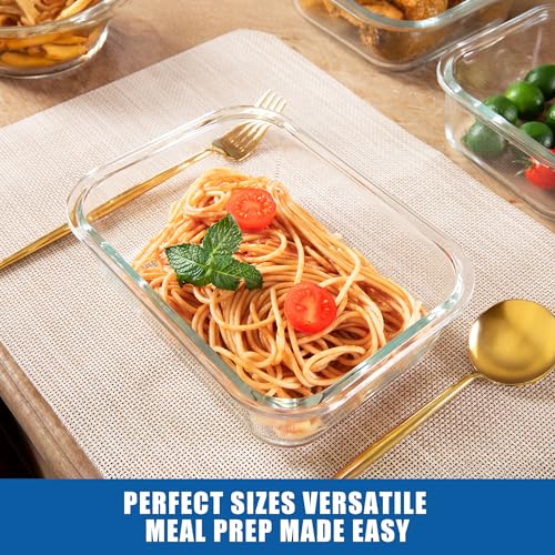 5 Pack Borosilicate Glass Containers with Tempered Glass Lids (Tempered Lids Gray / 4.4 Cup*5)