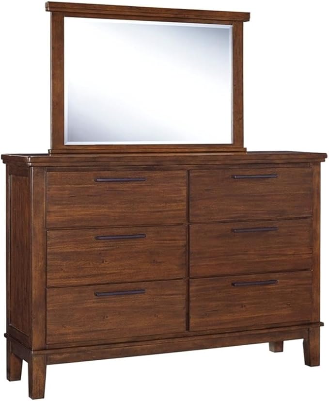 Signature Design by Ashley Ralene Mid-Century Modern 47 x 31 Bedroom Mirror, Medium Brown