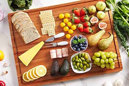 30 x 22 Inch Extra Large Acacia Wooden Cutting Board for Kitchen