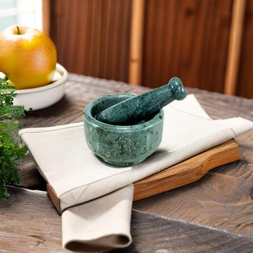 5" Diameter Natural Stone Mortar and Pestle Set as Spice Grinder