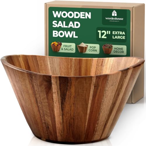 Extra Large Wooden Salad Bowl (Wavy / 1 Piece)