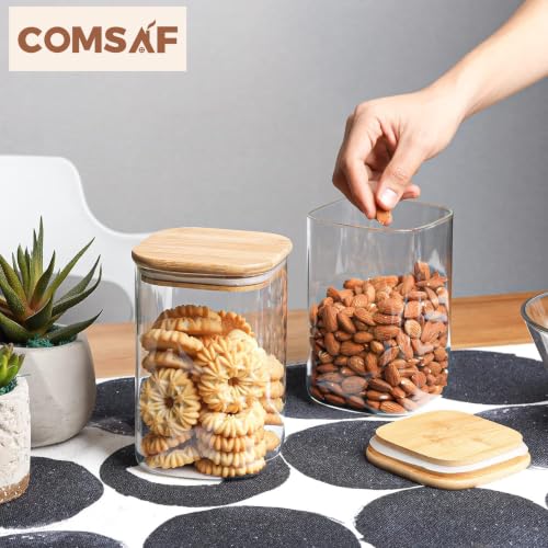 Square Glass Containers with Lids 1.2 Qt (1.2 qt x 4)