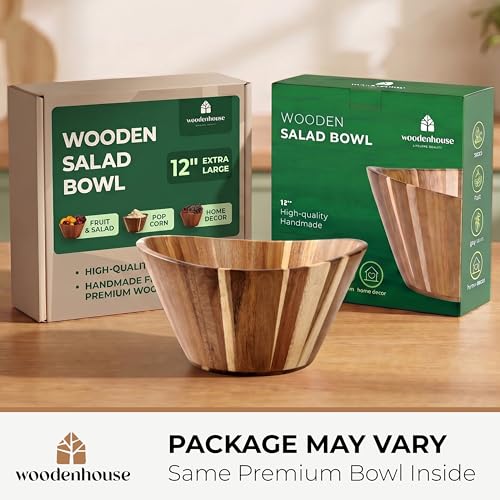 Extra Large Wooden Salad Bowl (Wavy / 1 Piece)